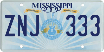MS license plate ZNJ333