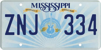 MS license plate ZNJ334