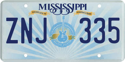 MS license plate ZNJ335