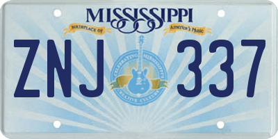 MS license plate ZNJ337