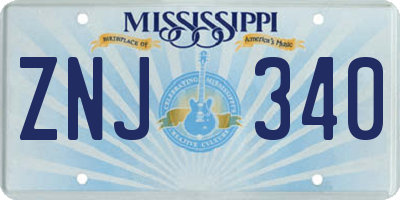 MS license plate ZNJ340