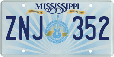MS license plate ZNJ352