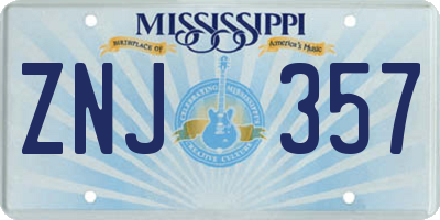 MS license plate ZNJ357