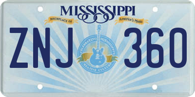 MS license plate ZNJ360