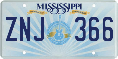 MS license plate ZNJ366