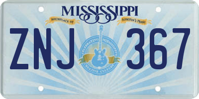 MS license plate ZNJ367