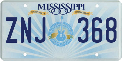 MS license plate ZNJ368