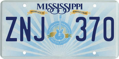 MS license plate ZNJ370