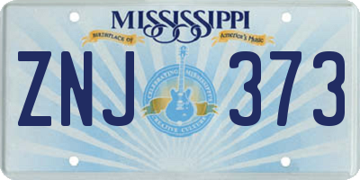 MS license plate ZNJ373