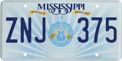 MS license plate ZNJ375