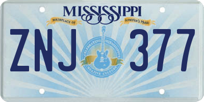 MS license plate ZNJ377