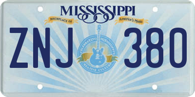 MS license plate ZNJ380