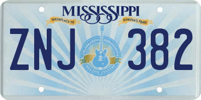 MS license plate ZNJ382