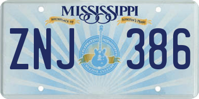 MS license plate ZNJ386