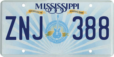 MS license plate ZNJ388