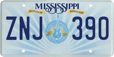 MS license plate ZNJ390