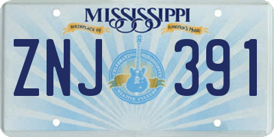 MS license plate ZNJ391