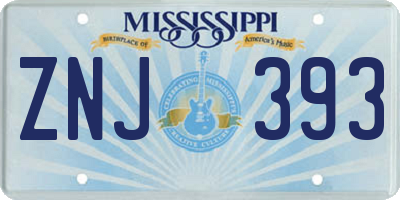 MS license plate ZNJ393