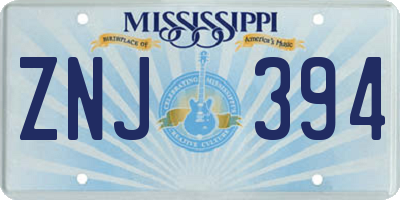 MS license plate ZNJ394