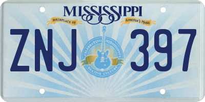 MS license plate ZNJ397
