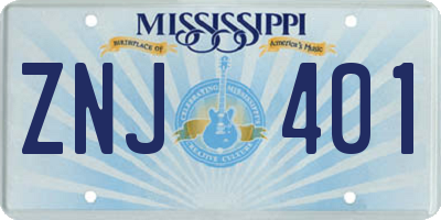 MS license plate ZNJ401