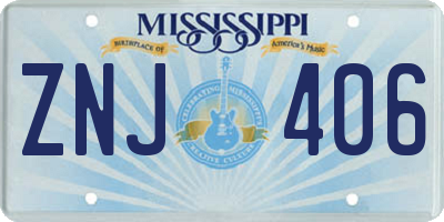 MS license plate ZNJ406
