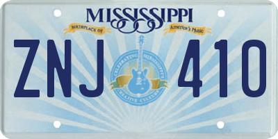 MS license plate ZNJ410