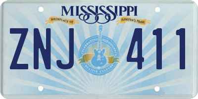 MS license plate ZNJ411