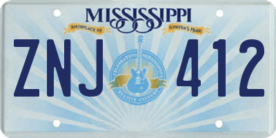 MS license plate ZNJ412