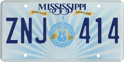 MS license plate ZNJ414