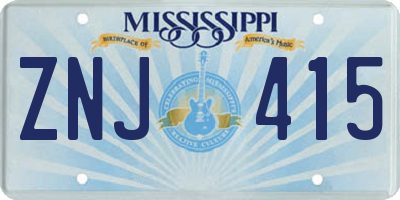 MS license plate ZNJ415