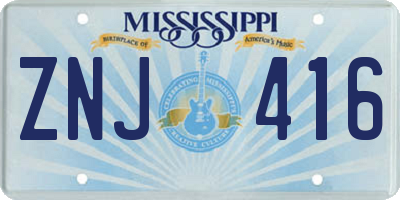 MS license plate ZNJ416