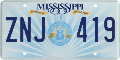 MS license plate ZNJ419