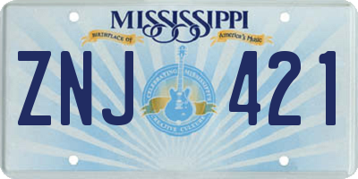 MS license plate ZNJ421