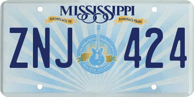MS license plate ZNJ424