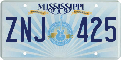 MS license plate ZNJ425