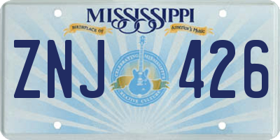 MS license plate ZNJ426
