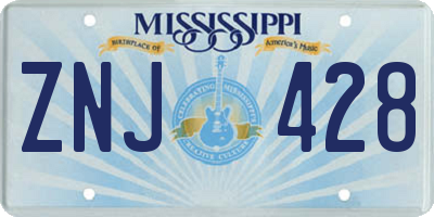MS license plate ZNJ428