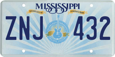 MS license plate ZNJ432