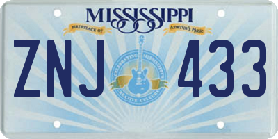 MS license plate ZNJ433