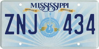 MS license plate ZNJ434