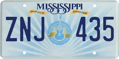 MS license plate ZNJ435
