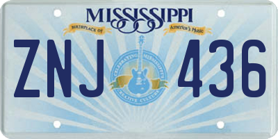 MS license plate ZNJ436