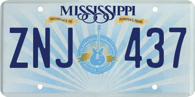 MS license plate ZNJ437