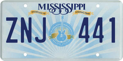 MS license plate ZNJ441