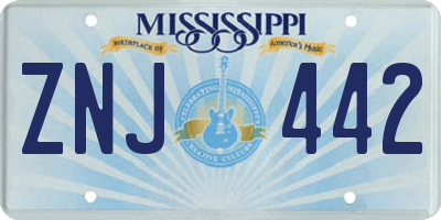 MS license plate ZNJ442