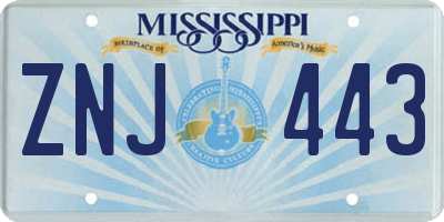 MS license plate ZNJ443