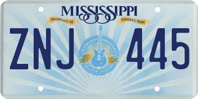 MS license plate ZNJ445