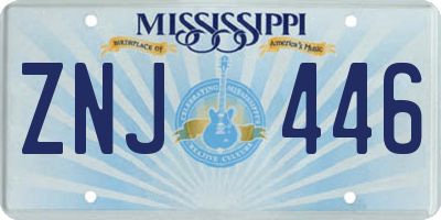 MS license plate ZNJ446