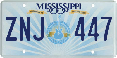 MS license plate ZNJ447